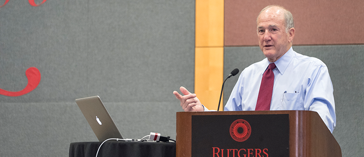 President Barchi speaking at the podium